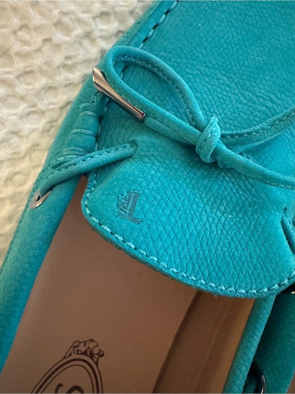 TOD'S Teal Suede Moccasin Driving Loafers